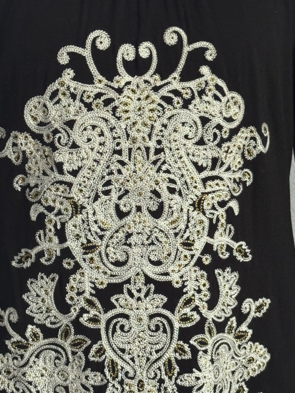 INC International Concepts Black Boho Embroidered Tunic Dress Size Large - Picture 3 of 12